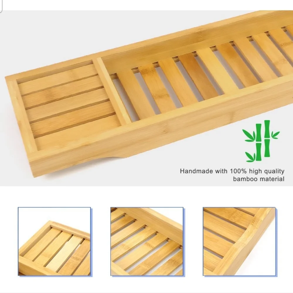 Bamboo Bathtub Organizer Bathroom Caddy